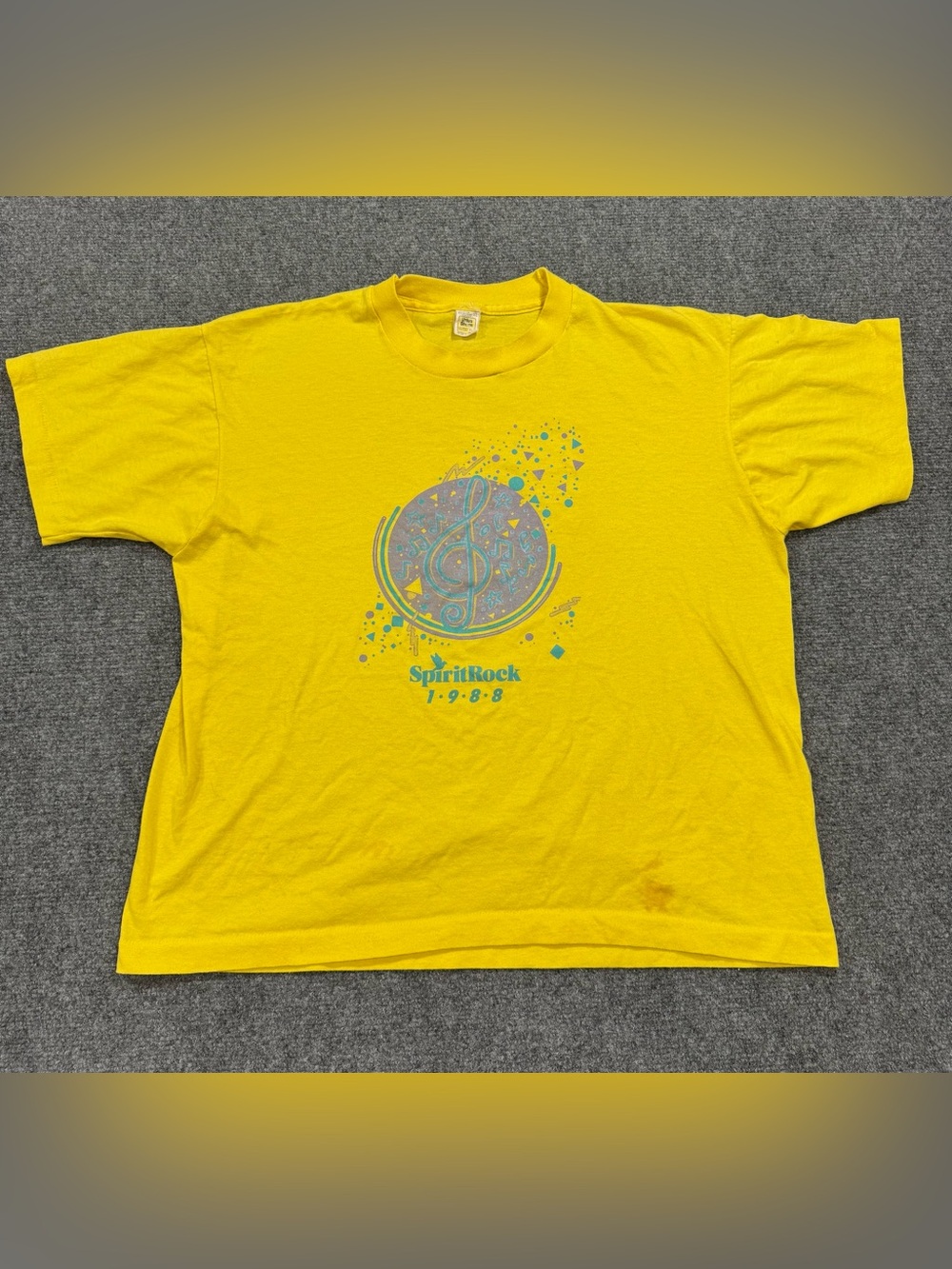 Vintage Yellow T Shirt Single Stitch XL 90s Made in Ohio USA Spirit Rock Music